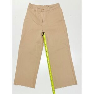 Judy Blue High Rise Wide Leg Crop Jeans Distressed Tan Garment Dyed Size 26